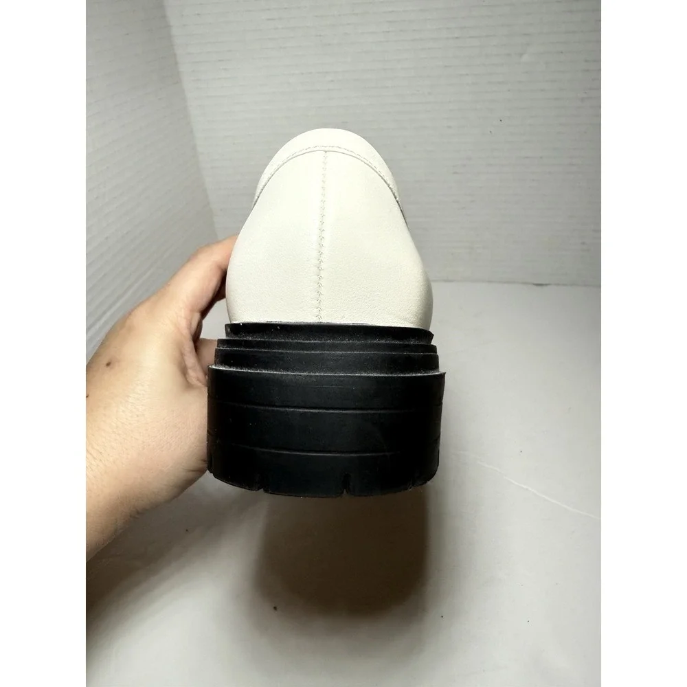 Quince Italian Leather Lug Sole Loafer In Bone Women's Sz 9